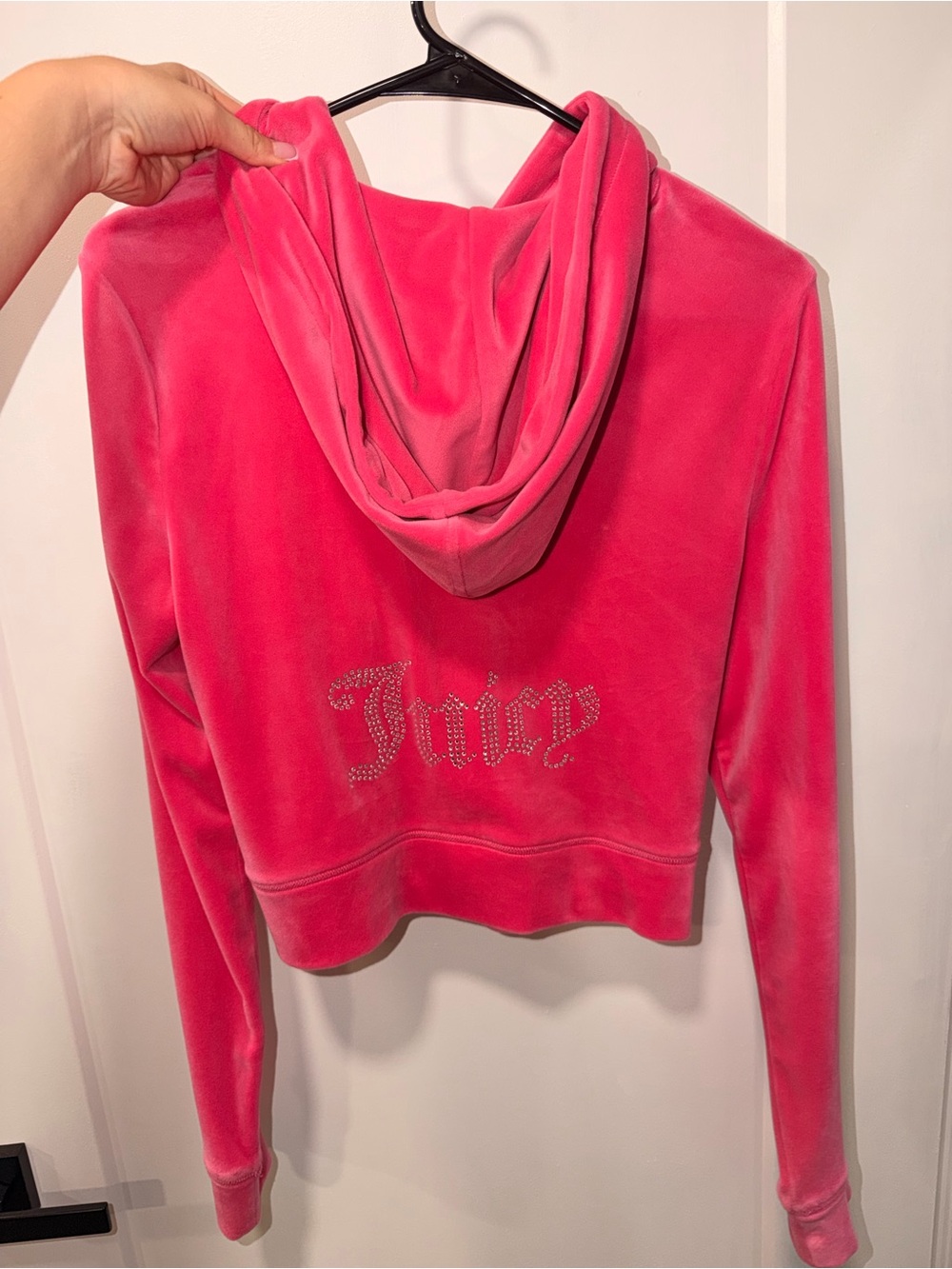 Juicy Couture Pink Velour Hoodie with Rhinestones